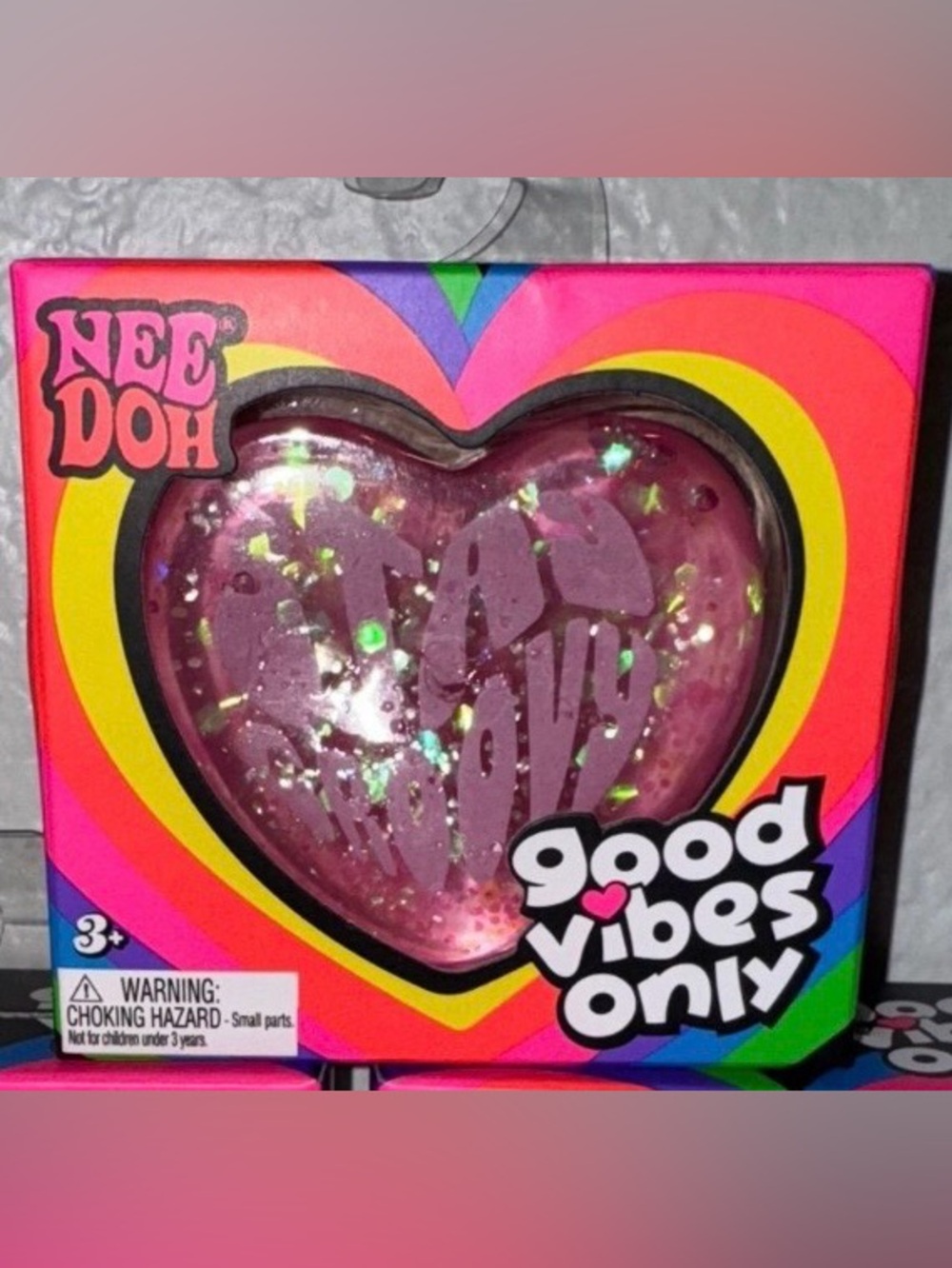 NeeDoh Good Vibes Only Heart Glitter Toy - Pink